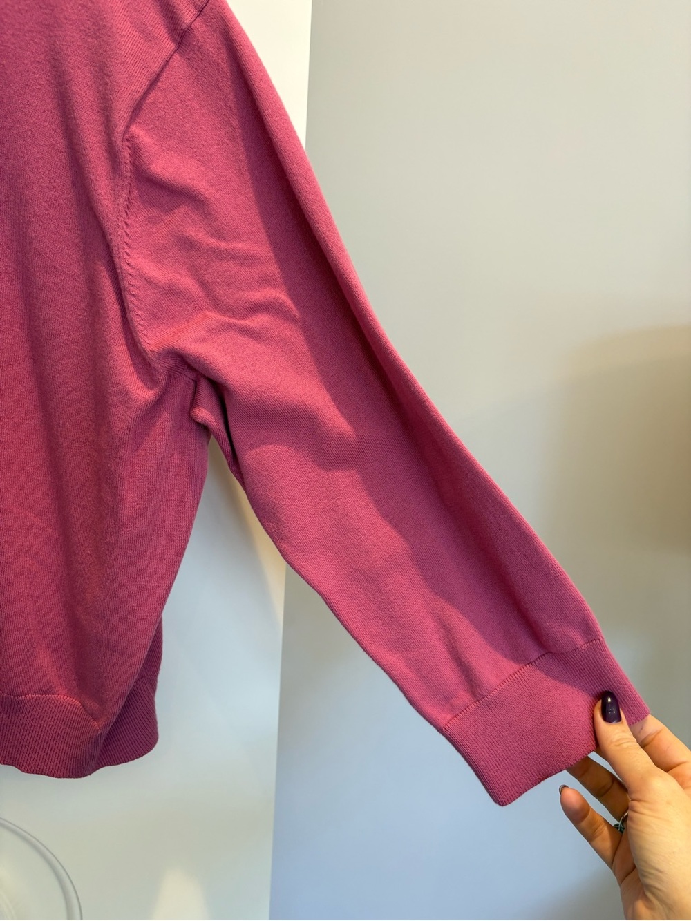 Boden Raspberry Pink Crewneck Button-Front Cardigan - Picture 4 of 6